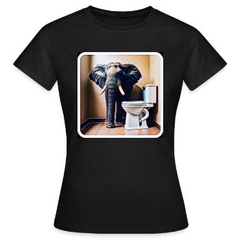 Éléphant debout dans les toilettes - T-shirt Femme - noir - Devant - AI Model Female 172 dark (172cm)