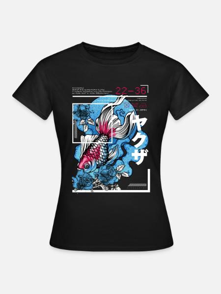Poisson rouge japonais Koi dans l’art style - T-shirt Femme - noir