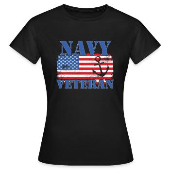 NAVY VETERAN - Frauen T-Shirt - Schwarz - Vorne - AI Model Female 172 dark (172cm)