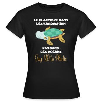 Platique pas dans les Oceans. Protege nos Océans - T-shirt Femme - noir - Devant - AI Model Female 172 dark (172cm)