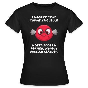 Claquer la gueule. Cadeau Humour - T-shirt Femme - noir - Devant - AI Model Female 172 dark (172cm)