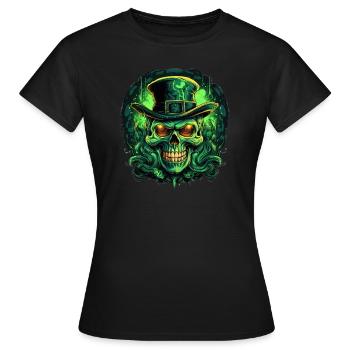Creepy Skull with Top Hat Halloween Art - Women's T-Shirt - black - Front - AI Model Female 172 dark (172cm)