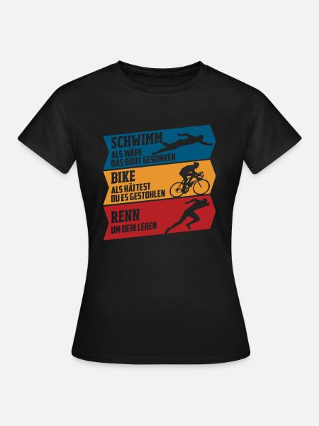Schwimm - Bike - Renn - Frauen T-Shirt - Schwarz