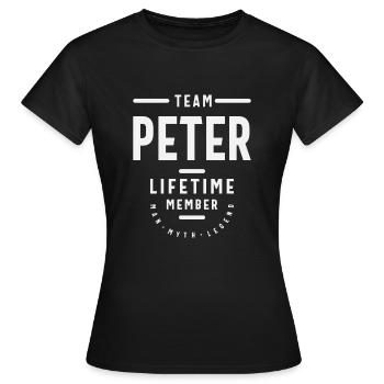 Team Peter Lifetime Member - Name Peter - Women's T-Shirt - black - Front - AI Model Female 172 dark (172cm)