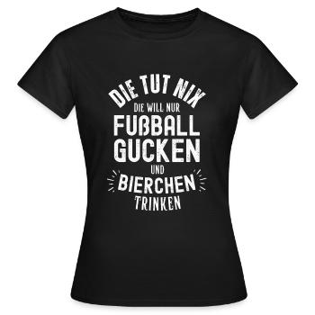 Fußball Fussball Bier lustiger Spruch Deutschland - Frauen T-Shirt - Schwarz - Vorne - AI Model Female 172 dark (172cm)