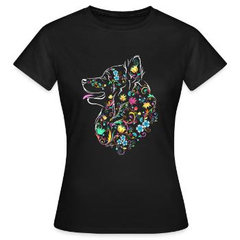 Blumenaufkleber Sommer - Frauen T-Shirt - Schwarz - Vorne - AI Model Female 172 dark (172cm)