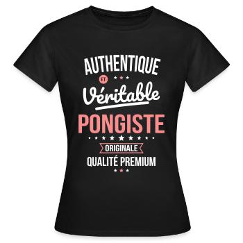 Authentique et véritable pongiste - Originale - T-shirt Femme - noir - Devant - AI Model Female 172 dark (172cm)