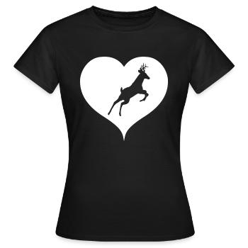 Reh mit Herz - Frauen T-Shirt - Schwarz - Vorne - AI Model Female 172 dark (172cm)