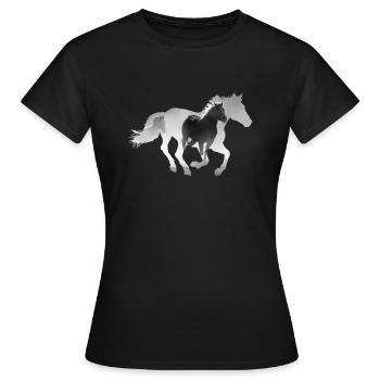Cheval au galop - T-shirt Femme - noir - Devant - AI Model Female 172 dark (172cm)