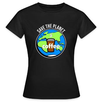 sauver la planète et le café - T-shirt Femme - noir - Devant - AI Model Female 172 dark (172cm)