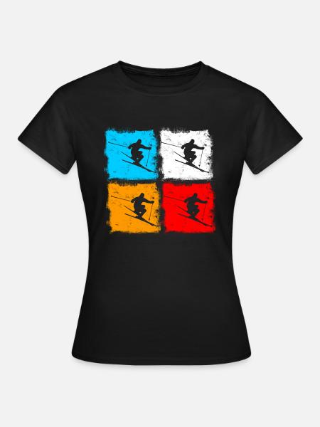 Ski cooles sylisches ausgefallenes - Frauen T-Shirt - Schwarz