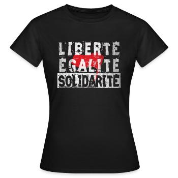 antifa freedom equality fraternity - Women's T-Shirt - black - Front - AI Model Female 172 dark (172cm)
