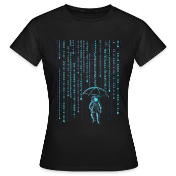 Astronaut Sci-Fi Digital Rain - Women's T-Shirt - black - Front - AI Model Female 172 dark (172cm)