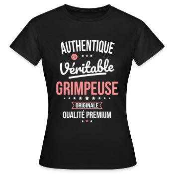 Authentique et véritable grimpeuse - Originale - T-shirt Femme - noir - Devant - AI Model Female 172 dark (172cm)