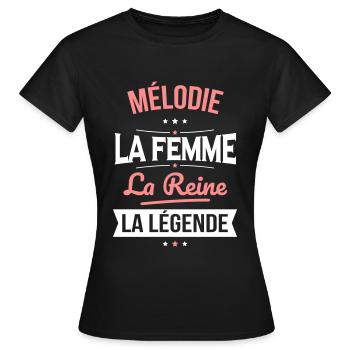 Mélodie - La Femme - La Reine - La Légende - T-shirt Femme - noir - Devant - AI Model Female 172 dark (172cm)