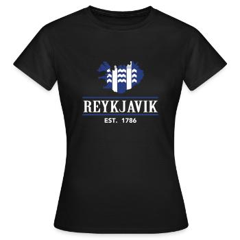 Iceland Reykjavik silhouette vacationer gift - Women's T-Shirt - black - Front - AI Model Female 172 dark (172cm)