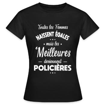 Femmes égales les meilleures deviennent policières - T-shirt Femme - noir - Devant - AI Model Female 172 dark (172cm)