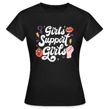 Girls Support Girls weibliche Solidarität - Frauen T-Shirt - Schwarz - Vorne - AI Model Female 172 dark (172cm)