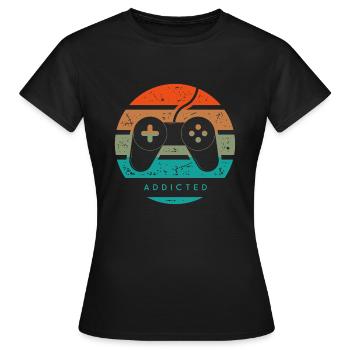 jeux video addicted - T-shirt Femme - noir - Devant - AI Model Female 172 dark (172cm)