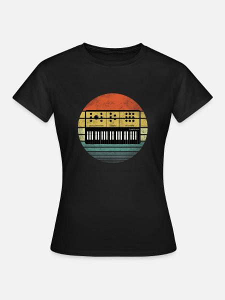 Synth Retro Sunset Synthesizer Vintage Look - Women's T-Shirt - black