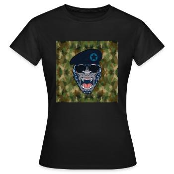 Lustiger Affe als Offizier im Militär Bundeswehr - Frauen T-Shirt - Schwarz - Vorne - AI Model Female 172 dark (172cm)