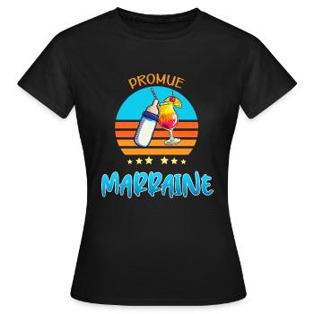 Biberon Et Cocktail Trinquer Avec Futur Marraine - T-shirt Femme - noir - Devant - AI Model Female 172 dark (172cm)