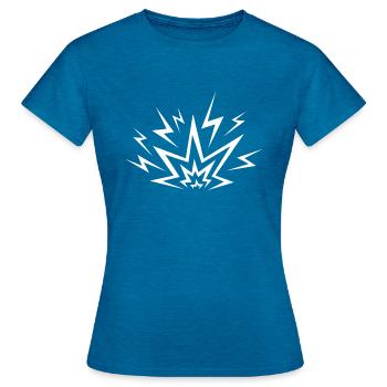Comic Explosion - Frauen T-Shirt - Antikblaues Saphir meliert - Vorne - AI Model Female 172 dark (172cm)