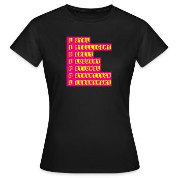 Definition Liberal - FDP JuLis Junge Liberale Frei - Frauen T-Shirt - Schwarz - Vorne - AI Model Female 172 dark (172cm)
