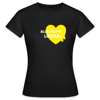 Blutgruppe Liberal - FDP JuLis Junge Liberale Frei - Frauen T-Shirt - Schwarz - Vorne - AI Model Female 172 dark (172cm)