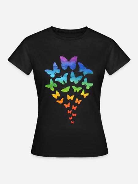 Schmetterlinge im Bauch - Dame-T-shirt - sort