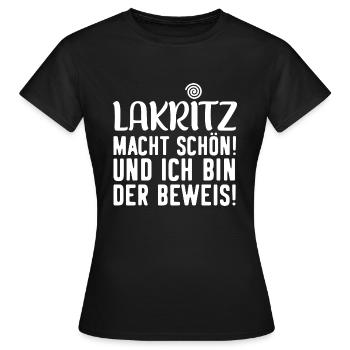 LAKRITZE MACHT SCHÖN Lakritz Süßholz Bärendreck - Frauen T-Shirt - Schwarz - Vorne - AI Model Female 172 dark (172cm)