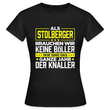 STOLBERGER - Böller - Frauen T-Shirt - Schwarz - Vorne - AI Model Female 172 dark (172cm)