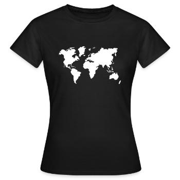 Weltkarte Reise Kontinente - Frauen T-Shirt - Schwarz - Vorne - AI Model Female 172 dark (172cm)