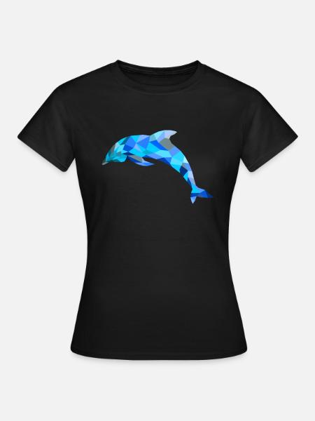 Blauer Delphin - Frauen T-Shirt - Schwarz
