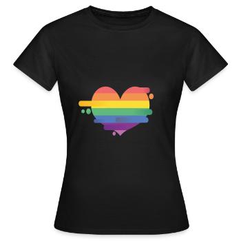 Rainbow Heart, coeur arc-en-ciel - T-shirt Femme - noir - Devant - AI Model Female 172 dark (172cm)