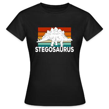 Stegosaurus Dino - Frauen T-Shirt - Schwarz - Vorne - AI Model Female 172 dark (172cm)