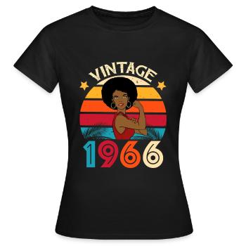 Vintage Afro Caribbean 1966 Jubiläum - Frauen T-Shirt - Schwarz - Vorne - AI Model Female 172 dark (172cm)