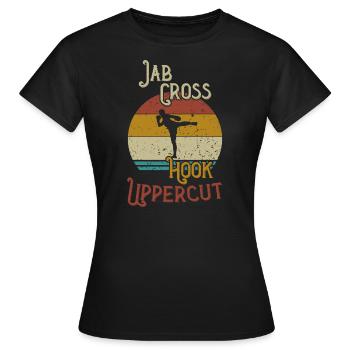 Jab Cross Hook Uppercut Repeat / Kickboxen - Frauen T-Shirt - Schwarz - Vorne - AI Model Female 172 dark (172cm)