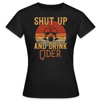 Tais-toi et bois du cidre / cidre - T-shirt Femme - noir - Devant - AI Model Female 172 dark (172cm)