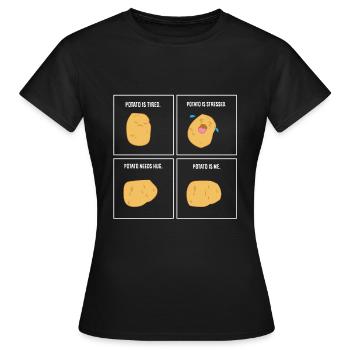 Ich bin eine Kartoffel - Frauen T-Shirt - Schwarz - Vorne - AI Model Female 172 dark (172cm)