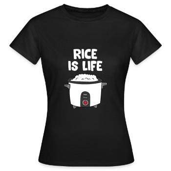 Le riz est la vie Chine sûr riz cuiseur - T-shirt Femme - noir - Devant - AI Model Female 172 dark (172cm)