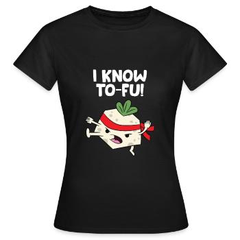Tofu Vegan I Know Karate Tofu Kung Fu Tofu - T-shirt Femme - noir - Devant - AI Model Female 172 dark (172cm)