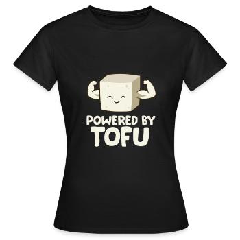 Vegan Vegetarian Love Tofu Powered By Tofu - T-shirt Femme - noir - Devant - AI Model Female 172 dark (172cm)