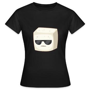 Cute Tofu With Sunglasses Vegan Vegetarian Tofu - T-shirt Femme - noir - Devant - AI Model Female 172 dark (172cm)
