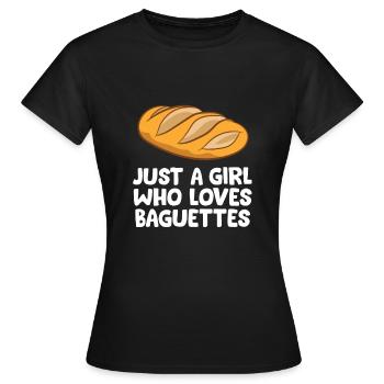 Nur ein Mädchen, das Baguettes liebt - Frauen T-Shirt - Schwarz - Vorne - AI Model Female 172 dark (172cm)