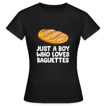 Baguette Boy Juste un garçon qui aime les baguettes - T-shirt Femme - noir - Devant - AI Model Female 172 dark (172cm)