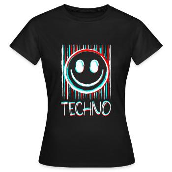 Techno Musique Visage Disque phonographe DJ Smile EDM - T-shirt Femme - noir - Devant - AI Model Female 172 dark (172cm)