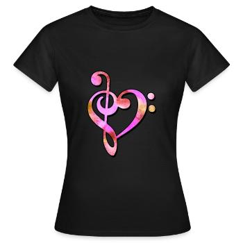 Techno Musique Clé de basse Clé de partition - T-shirt Femme - noir - Devant - AI Model Female 172 dark (172cm)