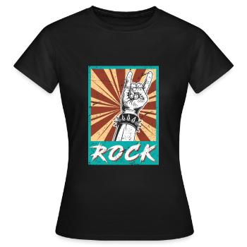 Rock à la main symbole rock rock rocker - T-shirt Femme - noir - Devant - AI Model Female 172 dark (172cm)