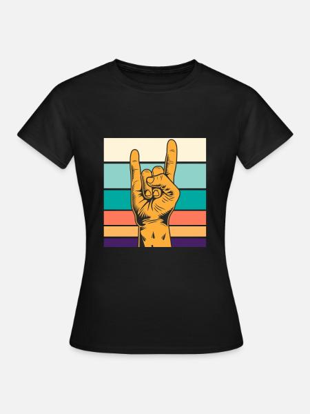 Rocker Handzeichen Symbol Rock - T-shirt Femme - noir
